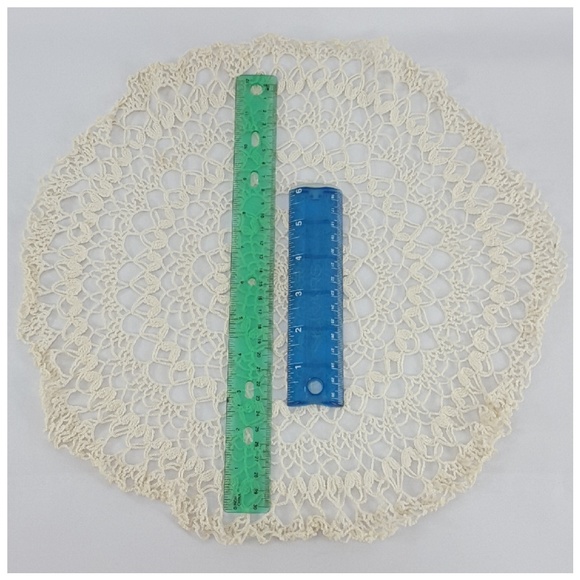 Crochet Circle Design Ruffed Edge Doily, 12" - Picture 5 of 8